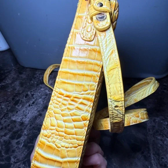 Brahmin Yellow Croc-Embossed Crossbody with Turn-Lock - Picture 4 of 7